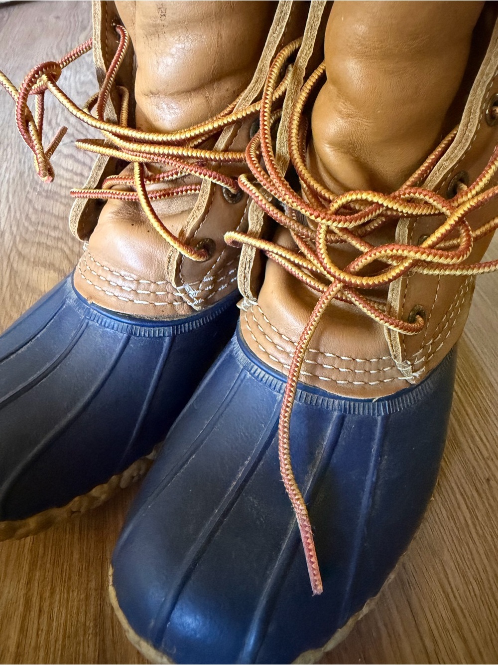 L.L. Bean Classic Two-Tone Duck Boots in Navy and Brown